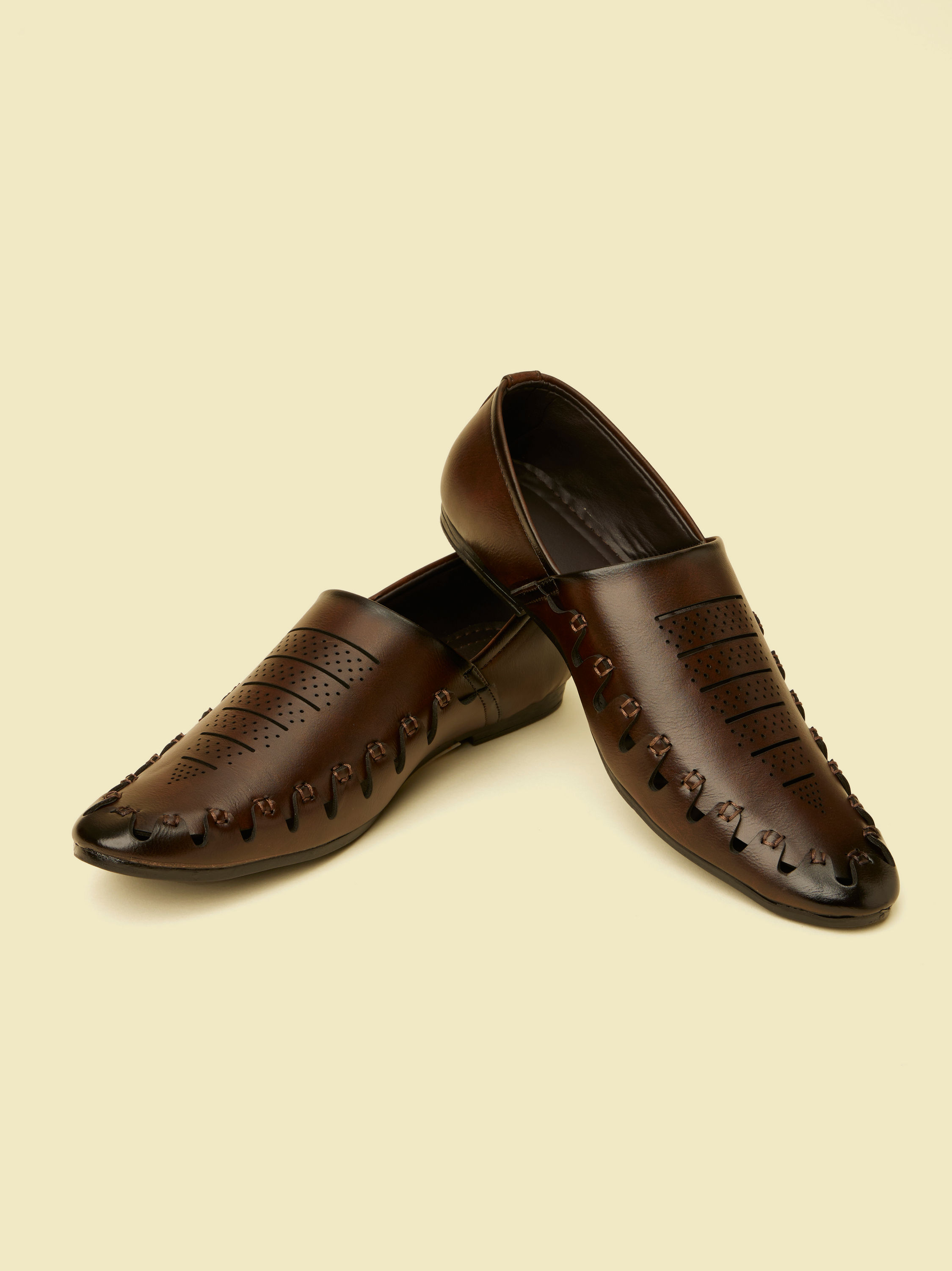 Manyavar Men Dark Brown Loafer Style Shoes