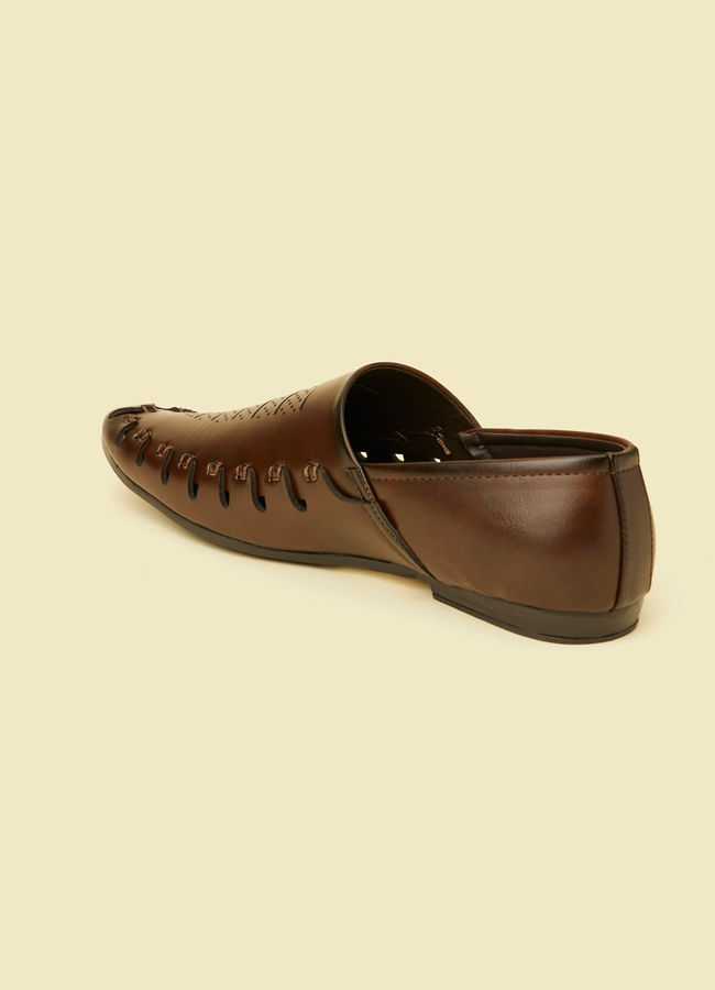 alt message - Manyavar Men Dark Brown Loafer Style Shoes image number 5