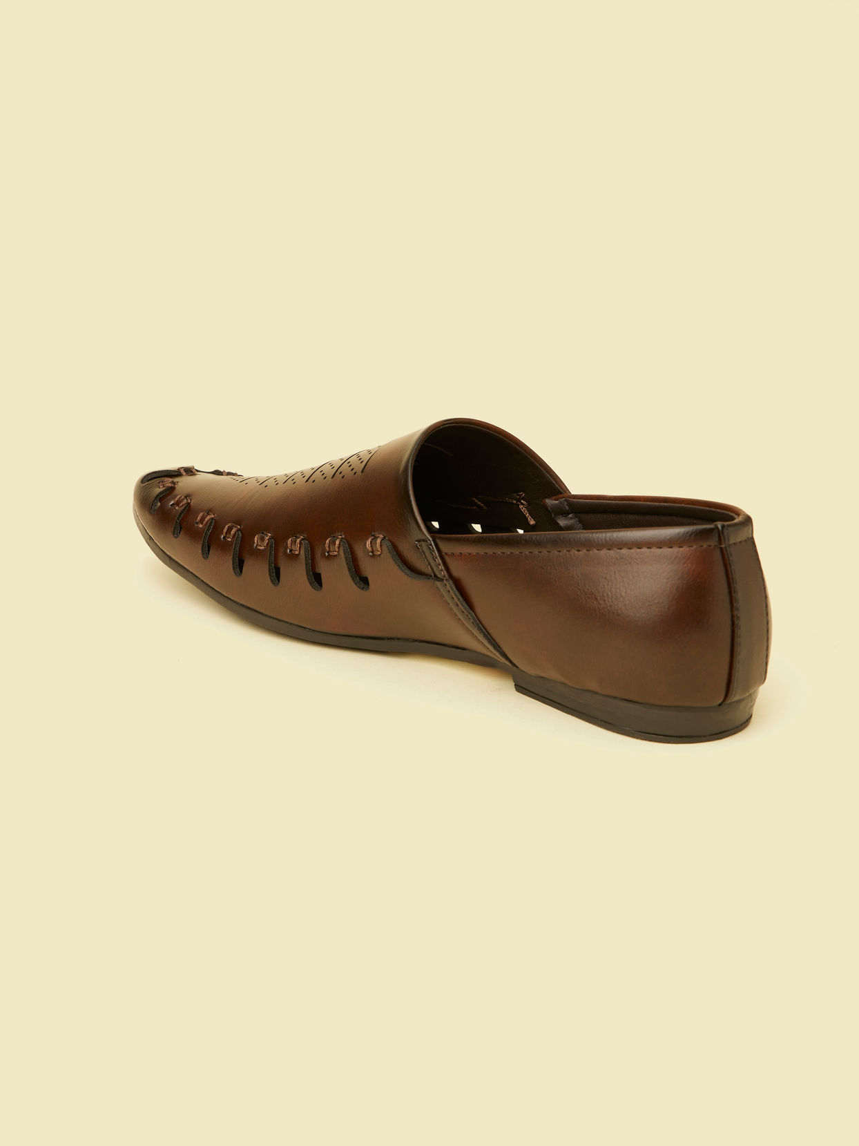 alt message - Manyavar Men Dark Brown Loafer Style Shoes image number 5