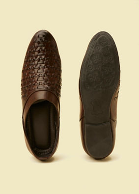 Manyavar Men Dark Brown Loafer Style Shoes image number 4