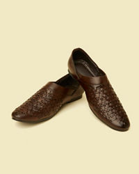 Manyavar Men Dark Brown Loafer Style Shoes