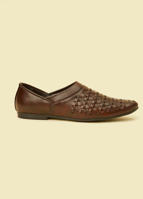 Manyavar Men Dark Brown Loafer Style Shoes image number 3