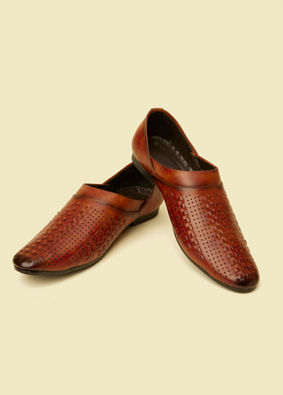 alt message - Manyavar Men Tan Brown Loafer Style Shoes