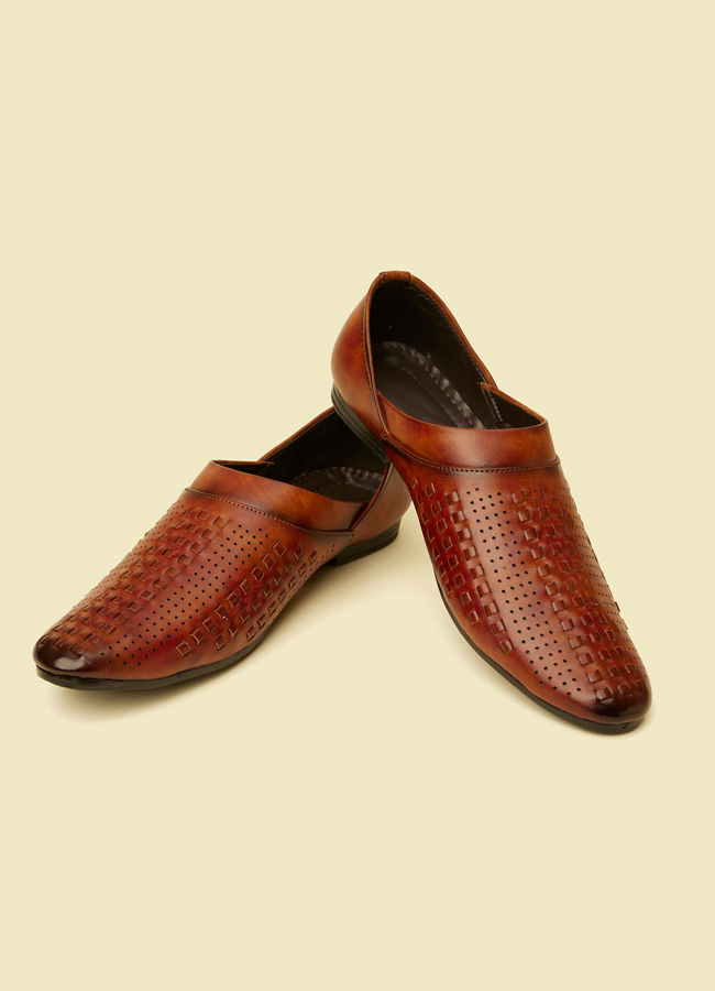 alt message - Manyavar Men Tan Brown Loafer Style Shoes image number 0