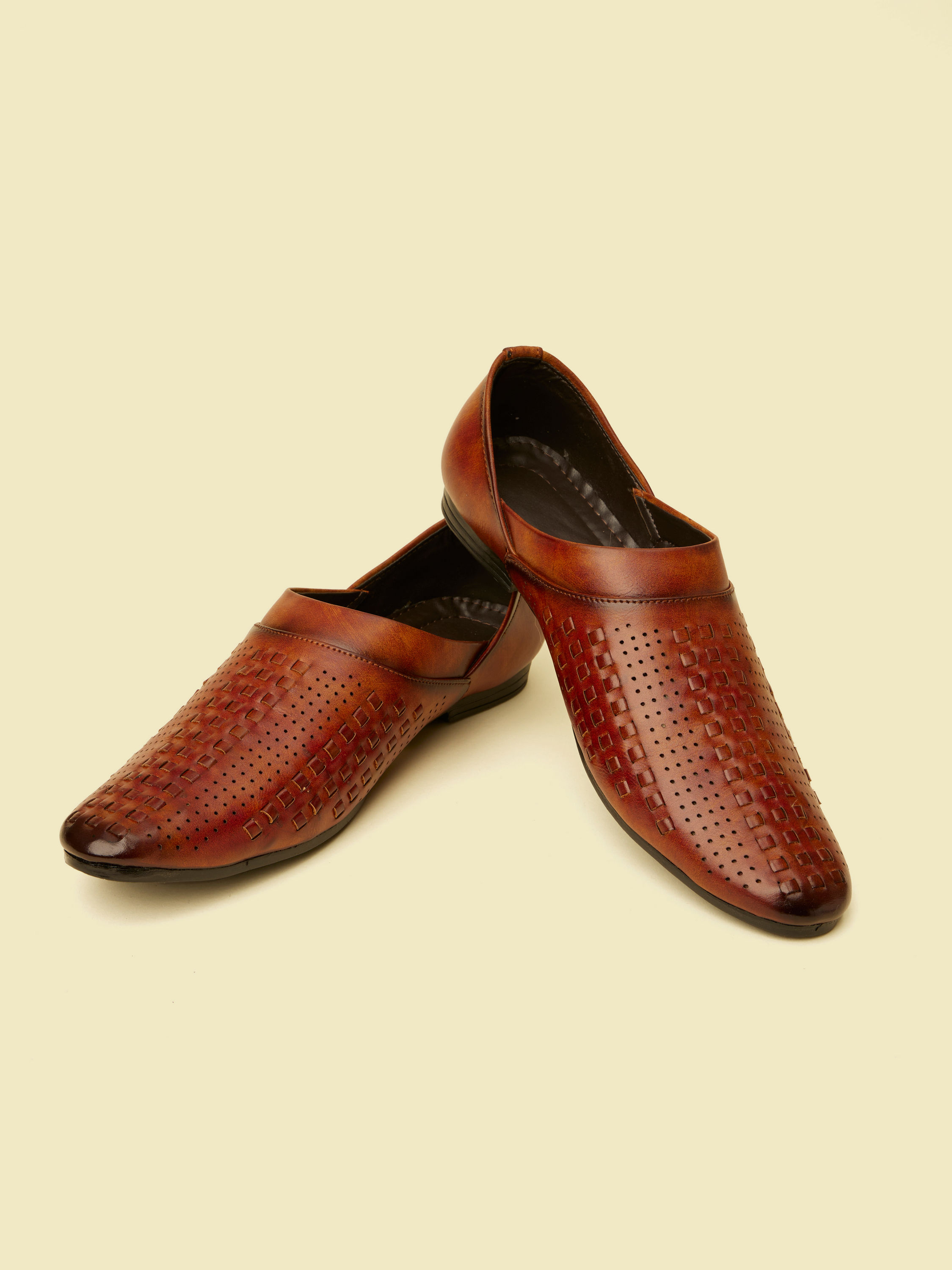 Manyavar Men Tan Brown Loafer Style Shoes