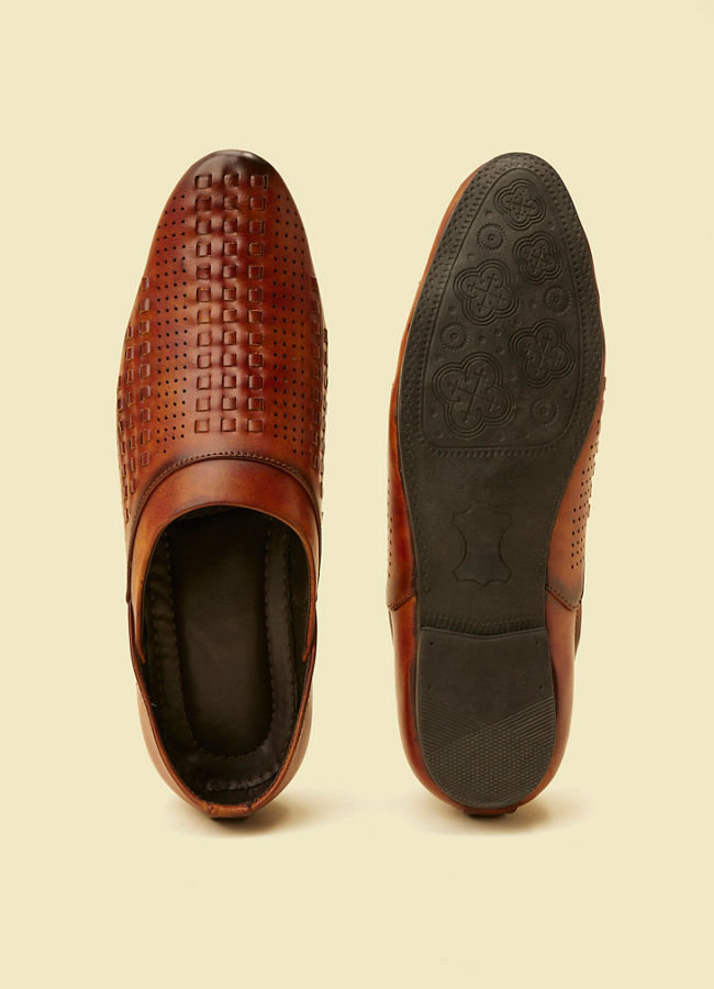 Manyavar Men Tan Brown Loafer Style Shoes