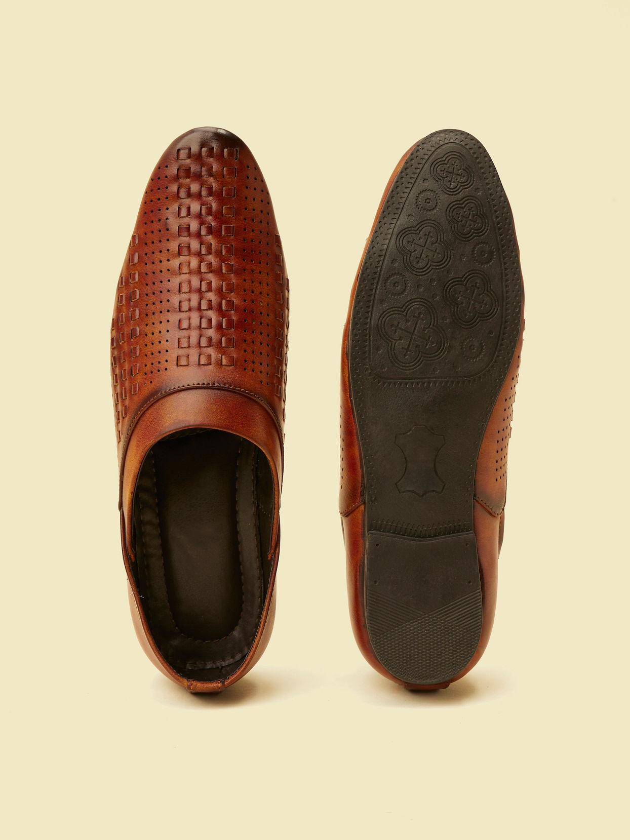 alt message - Manyavar Men Tan Brown Loafer Style Shoes image number 4