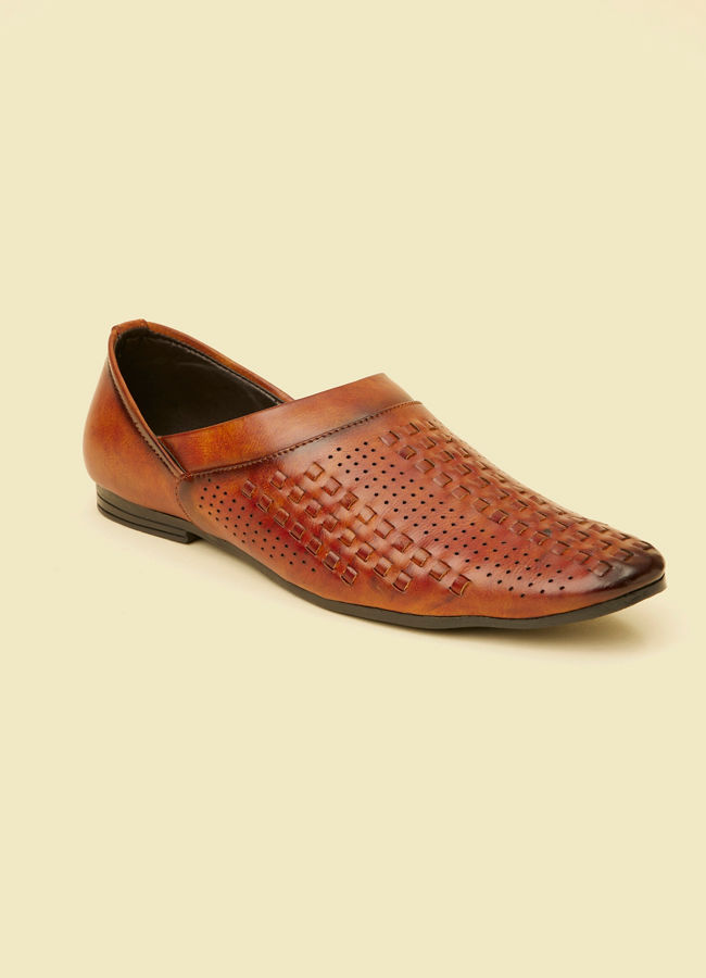 Manyavar Men Tan Brown Loafer Style Shoes