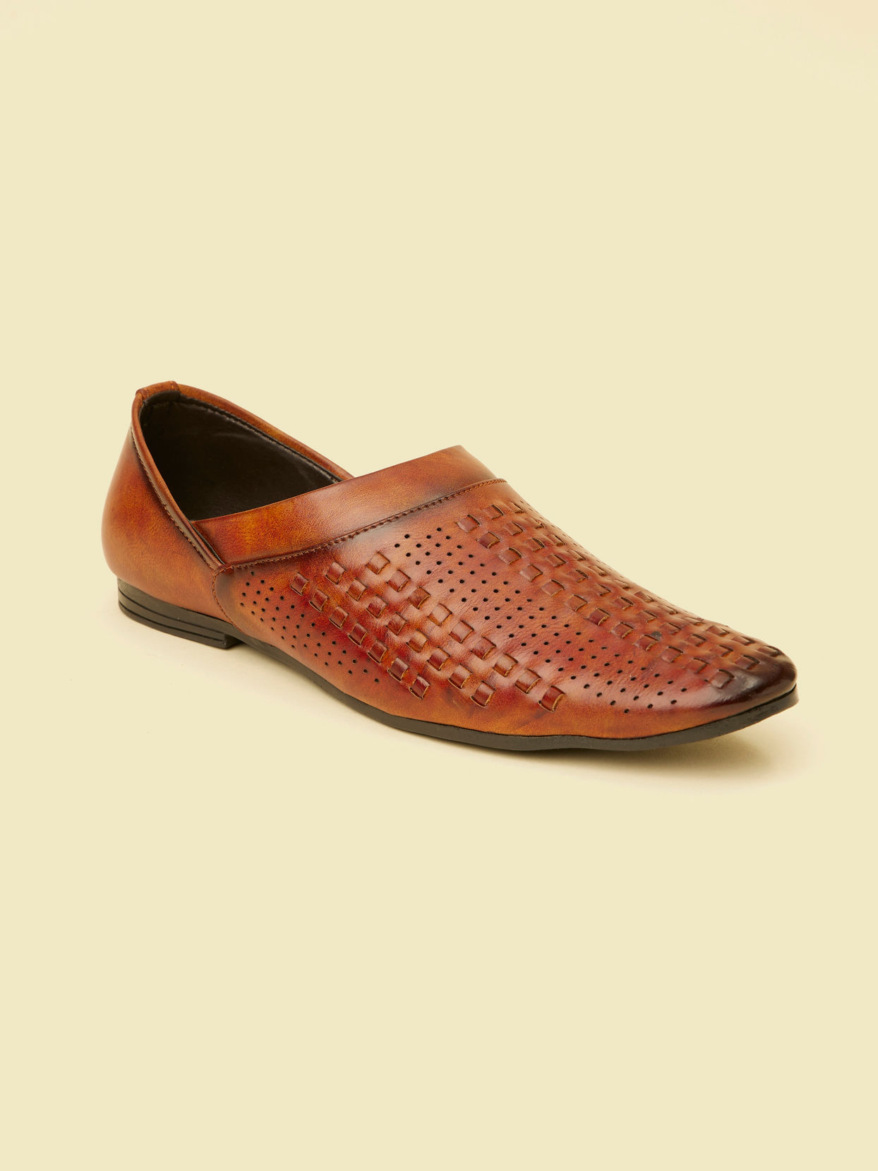 Manyavar Men Tan Brown Loafer Style Shoes