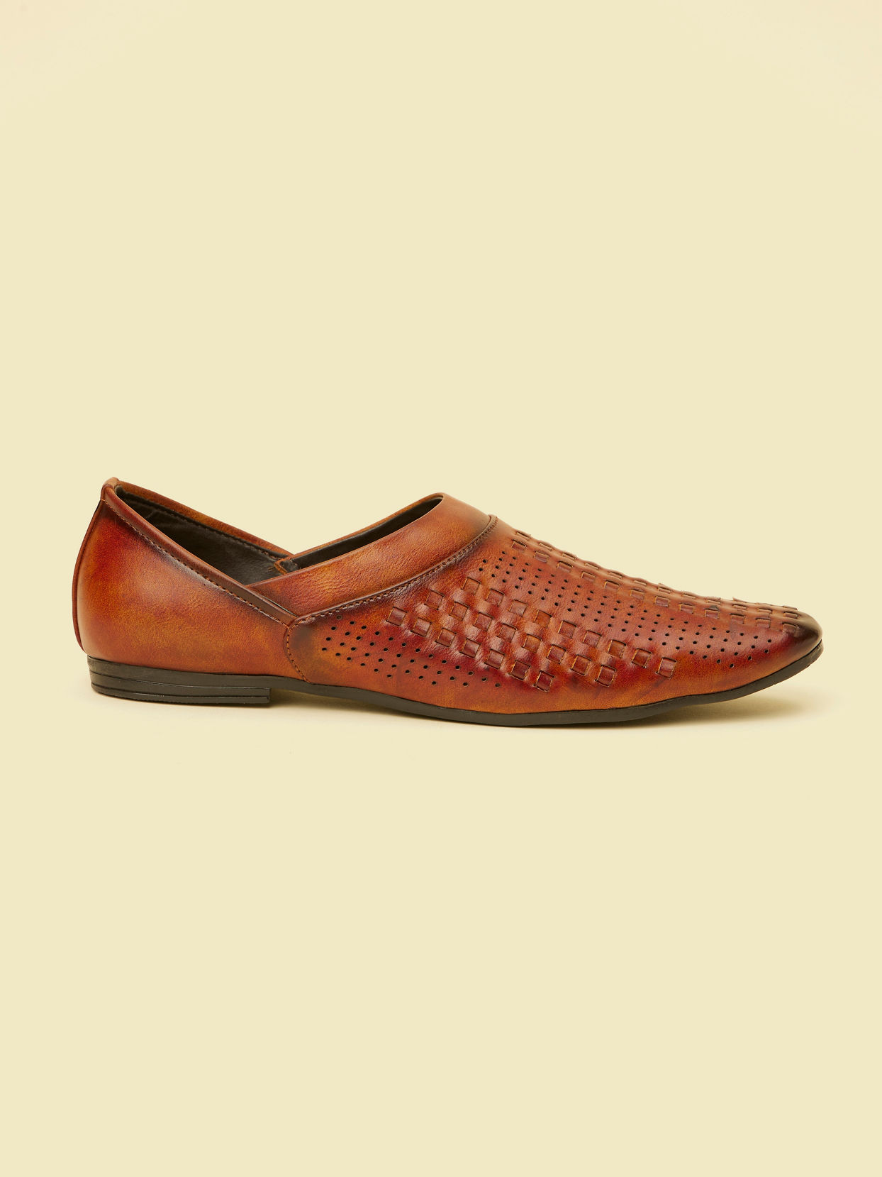 alt message - Manyavar Men Tan Brown Loafer Style Shoes image number 3