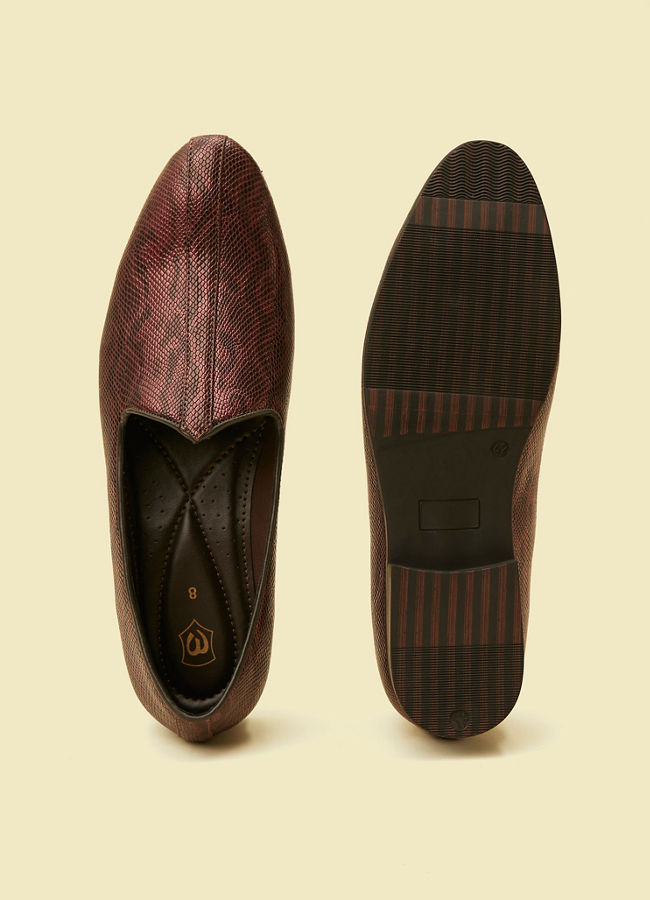 alt message - Manyavar Men Wine Loafer Style Shoes image number 4