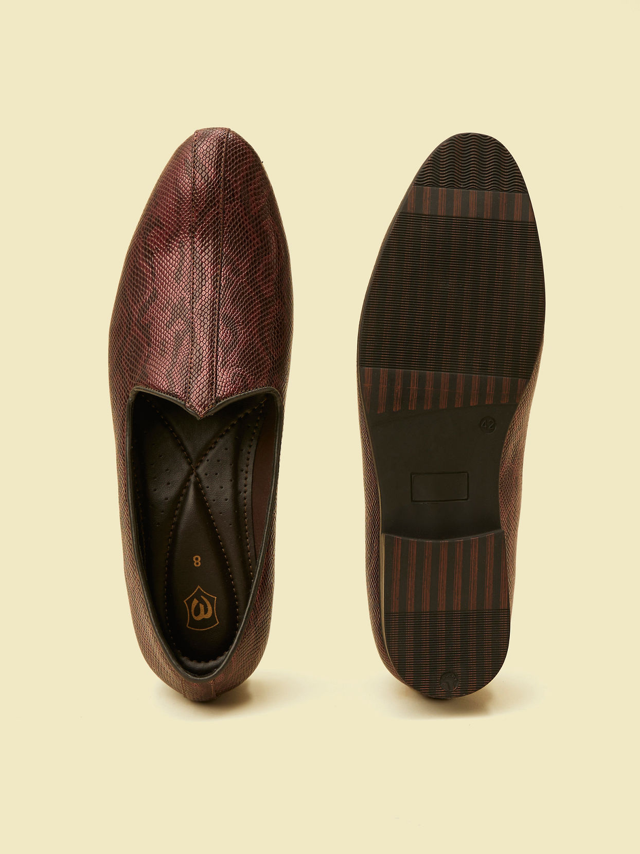 Manyavar Men Wine Loafer Style Shoes