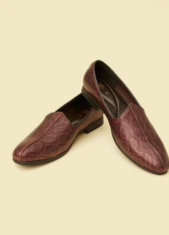 alt message - Manyavar Men Wine Loafer Style Shoes