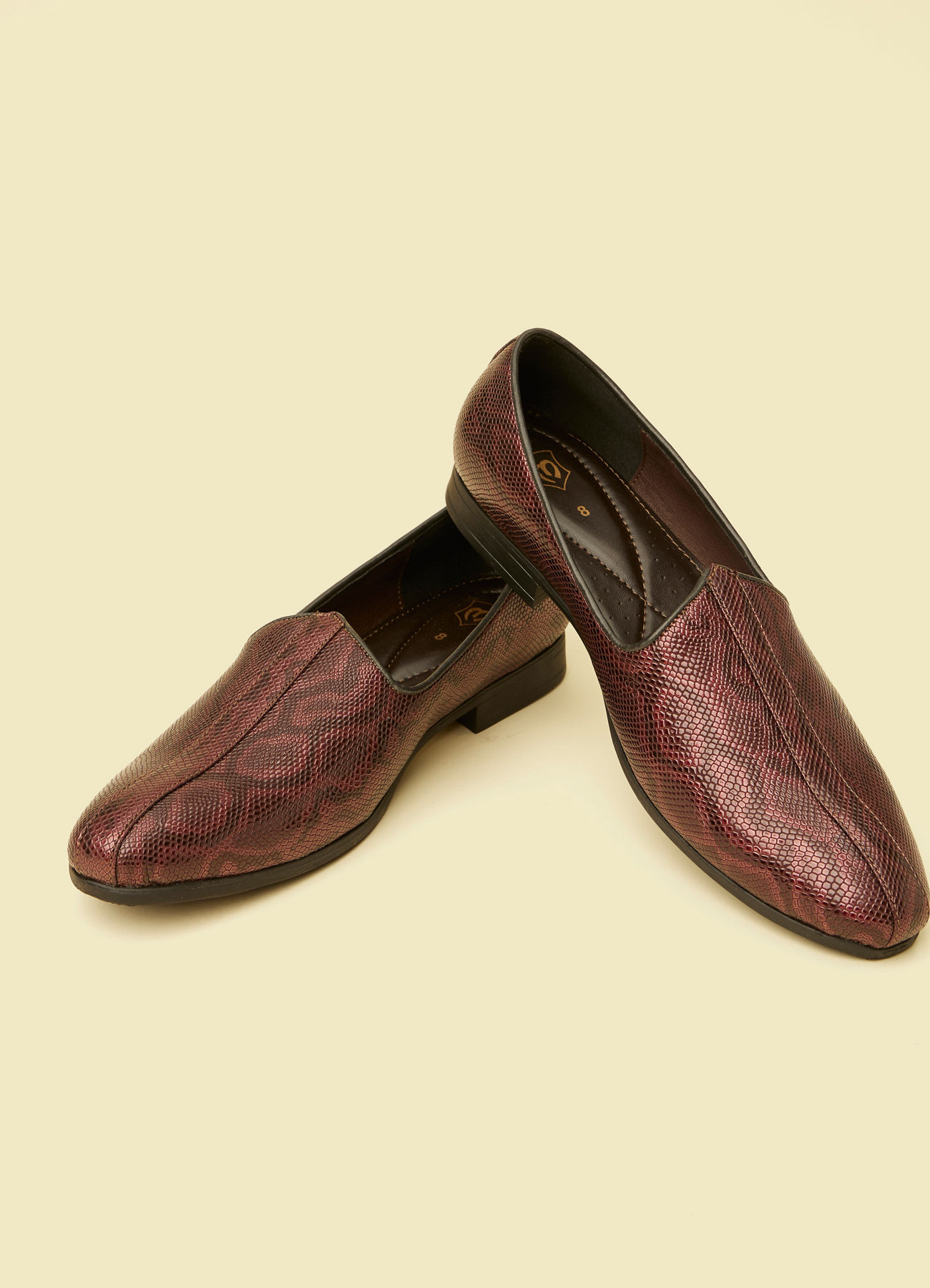 Manyavar Men Wine Loafer Style Shoes