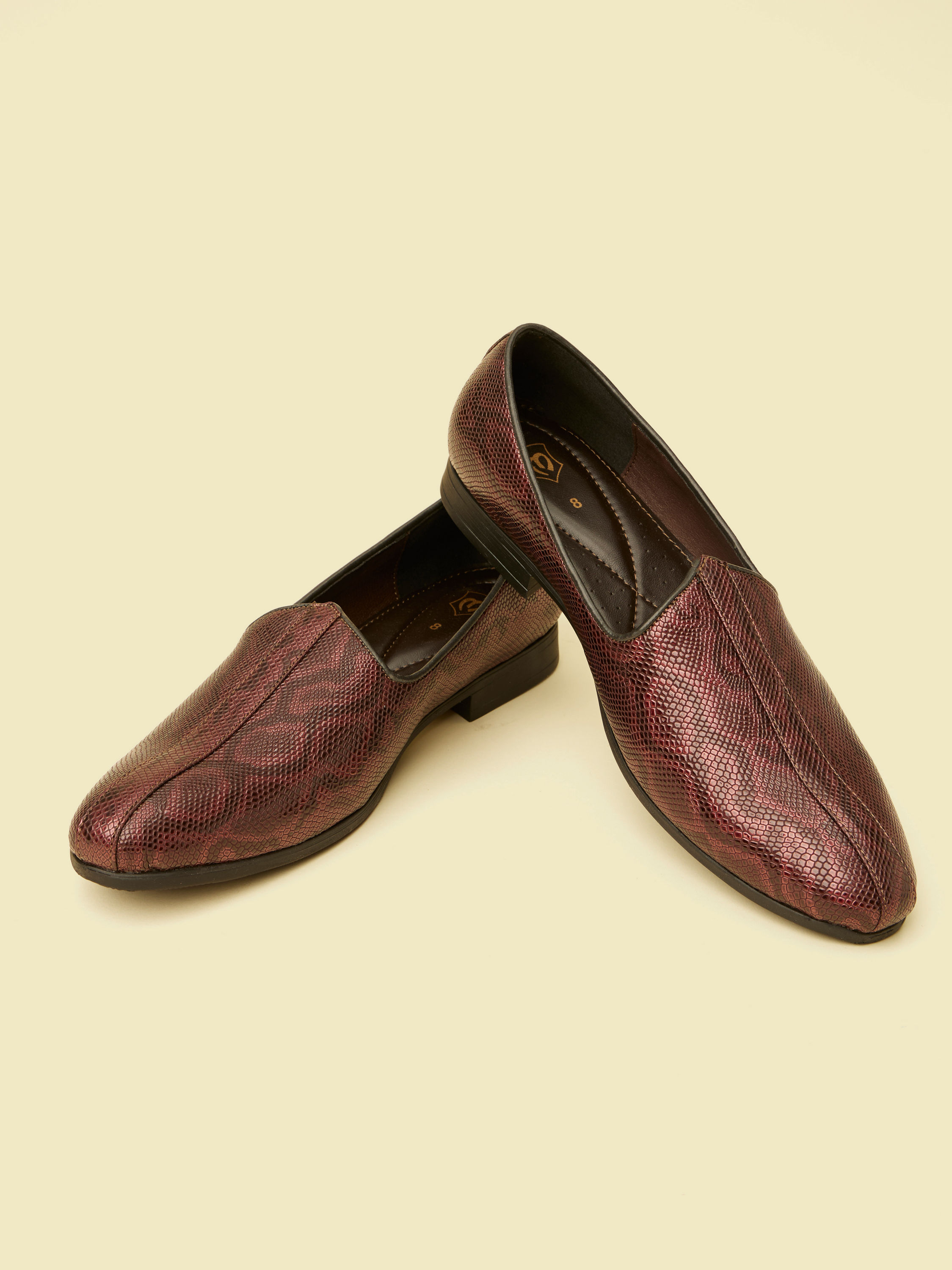 Manyavar Men Wine Loafer Style Shoes