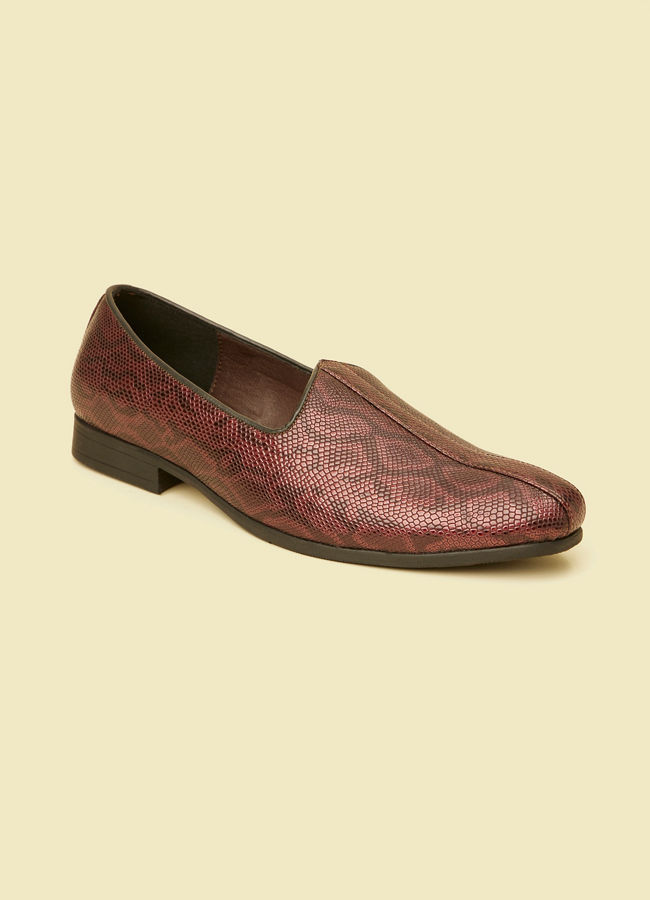 Manyavar Men Wine Loafer Style Shoes