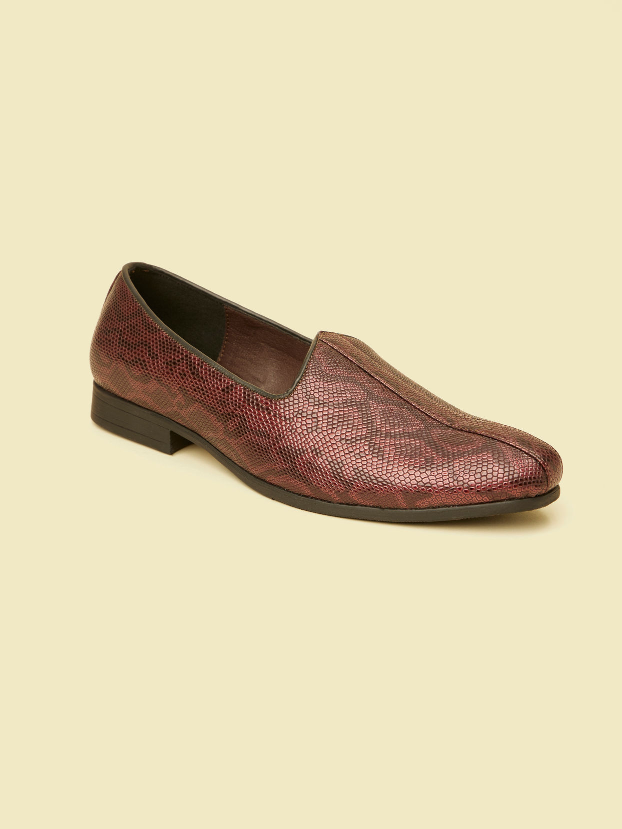 alt message - Manyavar Men Wine Loafer Style Shoes image number 2