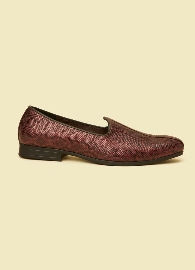 Manyavar Men Wine Loafer Style Shoes