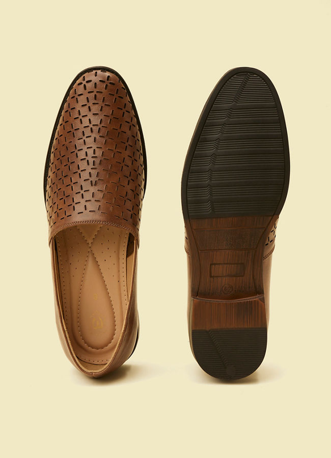 alt message - Manyavar Men Brown Loafers Style Shoes image number 4