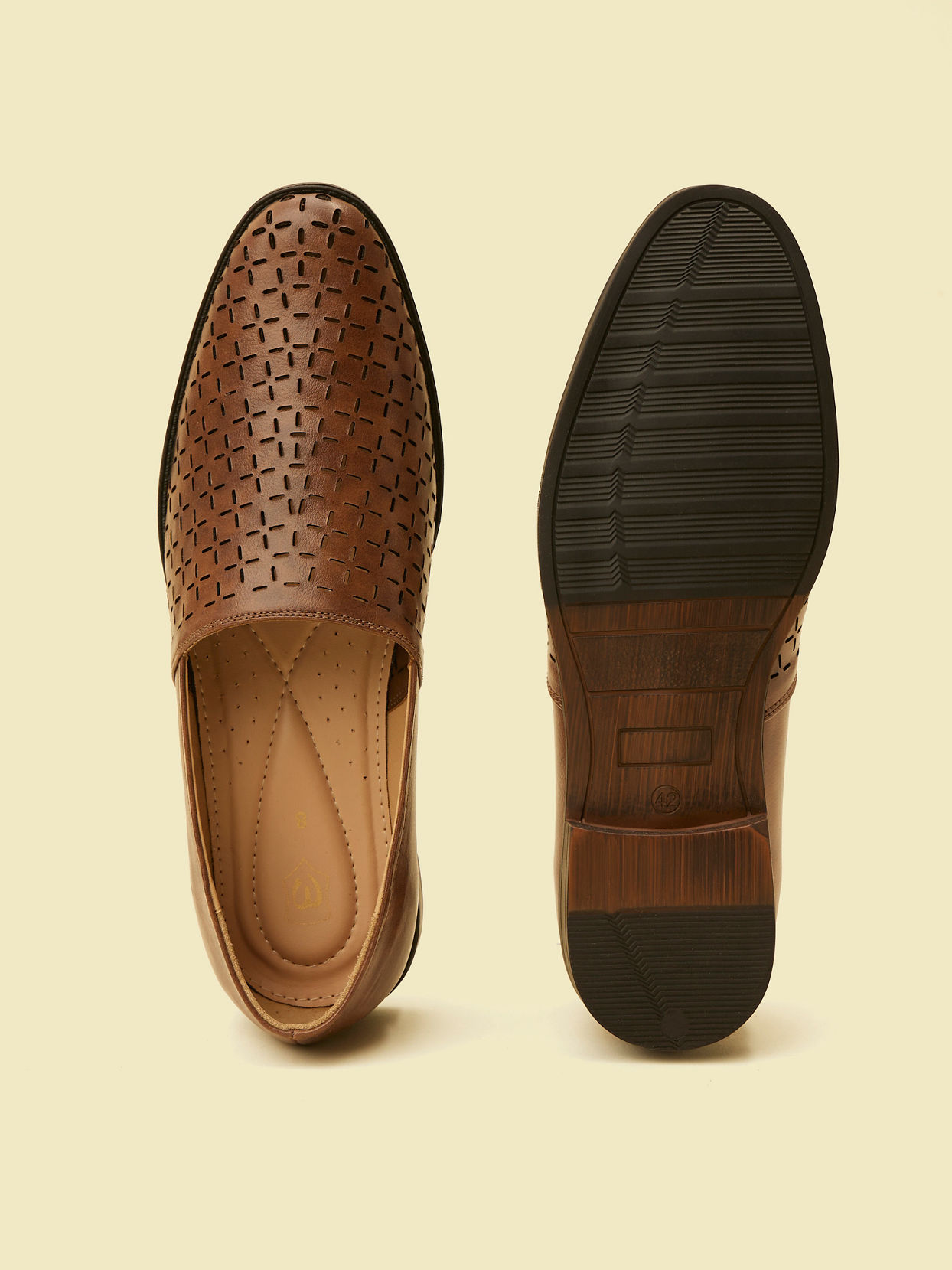alt message - Manyavar Men Brown Loafers Style Shoes image number 4