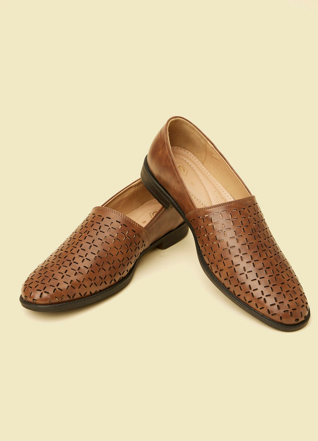 alt message - Manyavar Men Brown Loafers Style Shoes image number 0