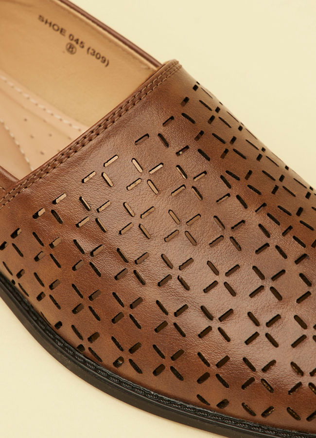 alt message - Manyavar Men Brown Loafers Style Shoes image number 1