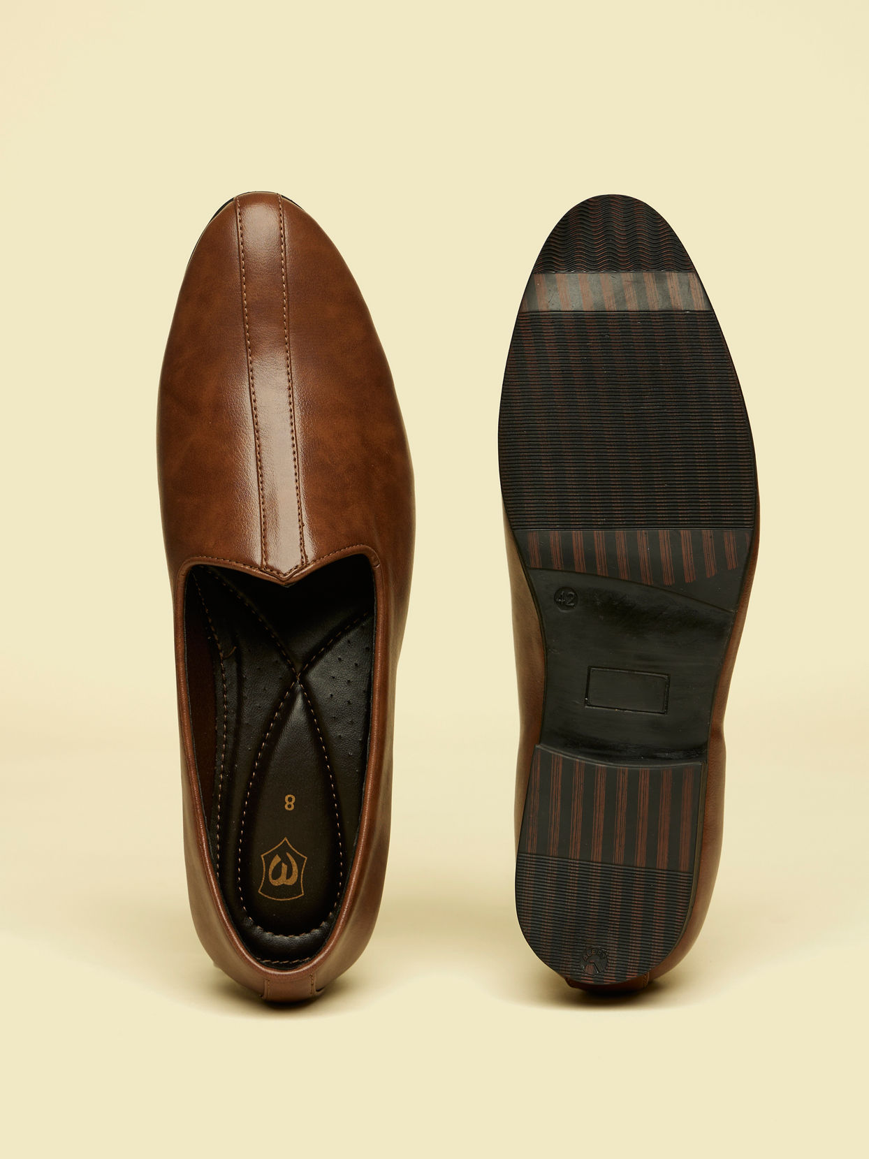 Manyavar Men Brown Detailed Piping Loafers Style Shoes