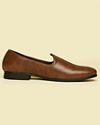 alt message - Manyavar Men Brown Detailed Piping Loafers Style Shoes image number 3