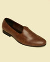 alt message - Manyavar Men Brown Detailed Piping Loafers Style Shoes image number 2