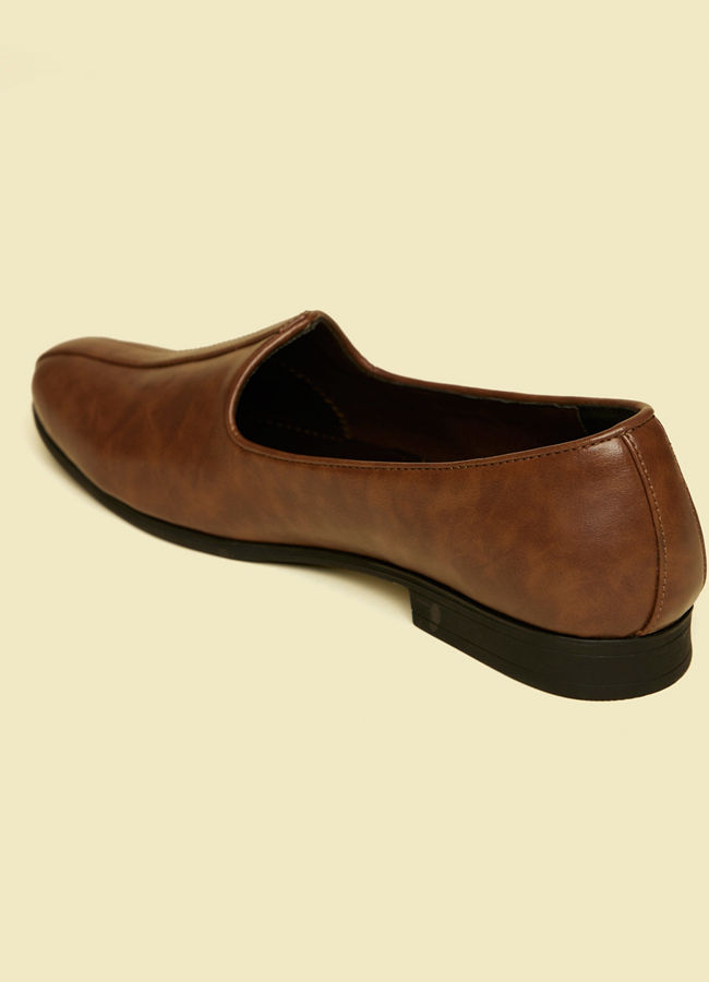 alt message - Manyavar Men Brown Detailed Piping Loafers Style Shoes image number 5