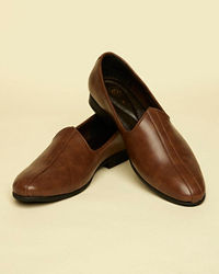 Manyavar Men Brown Detailed Piping Loafers Style Shoes