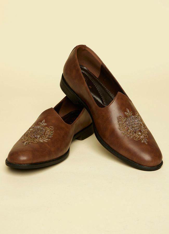 alt message - Manyavar Men Brown Loafers Style Shoes image number 0