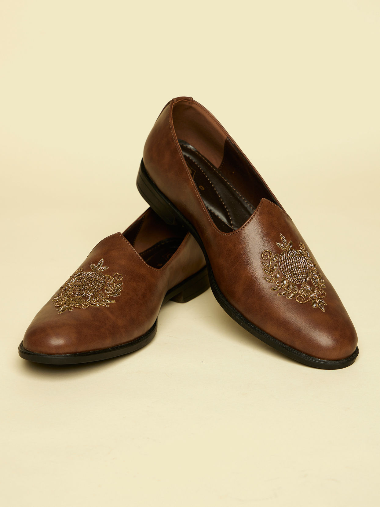 alt message - Manyavar Men Brown Loafers Style Shoes image number 0