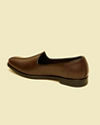 Manyavar Men Dark Brown Detailed Piping Loafers Style Shoes