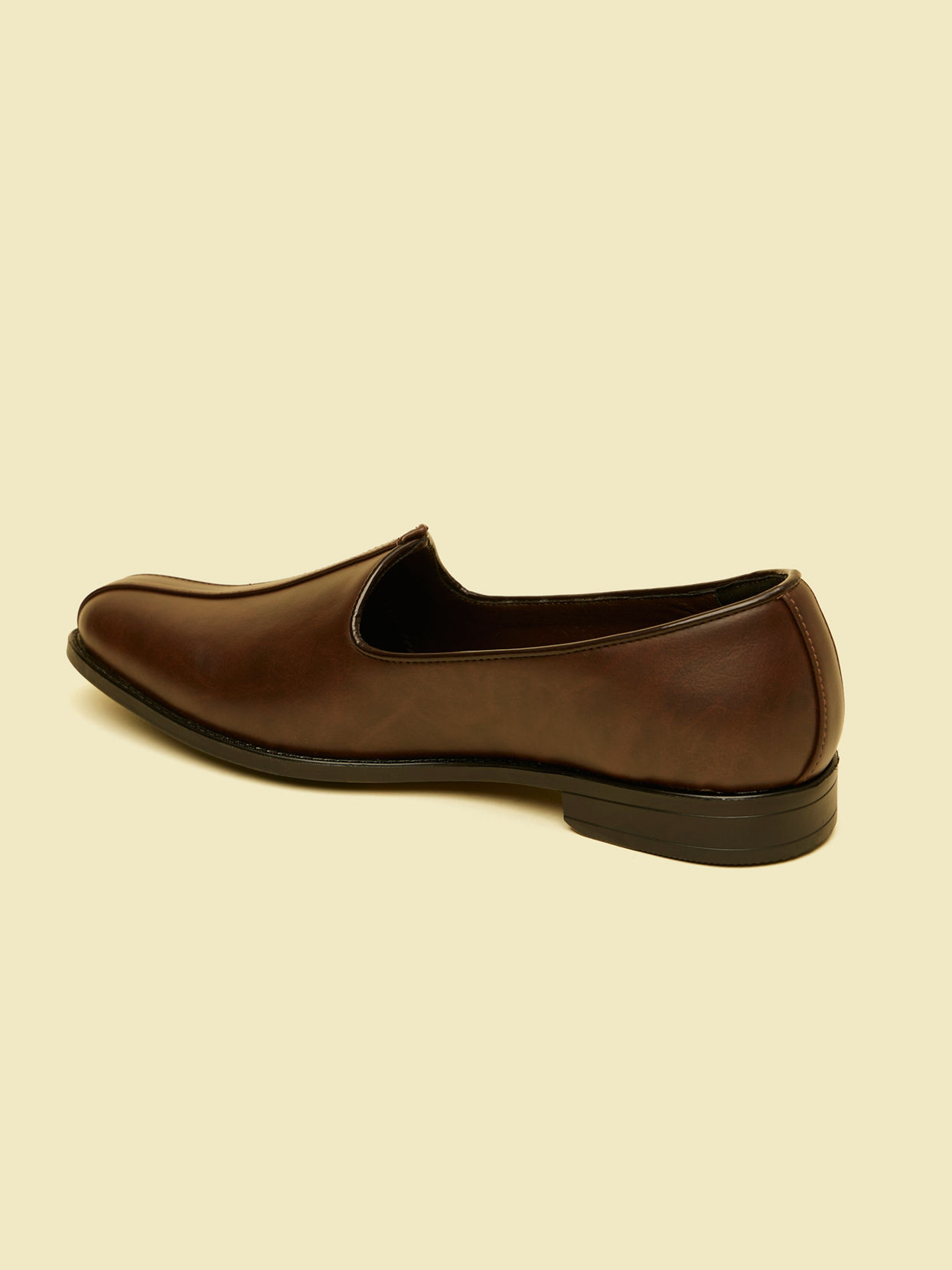 Manyavar Men Dark Brown Detailed Piping Loafers Style Shoes