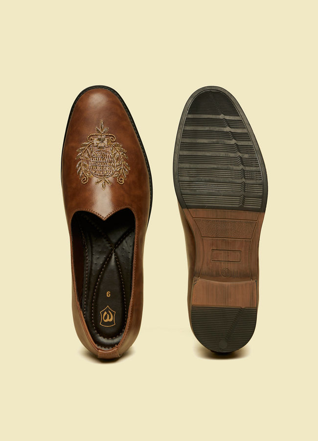 alt message - Manyavar Men Brown Loafers Style Shoes image number 4