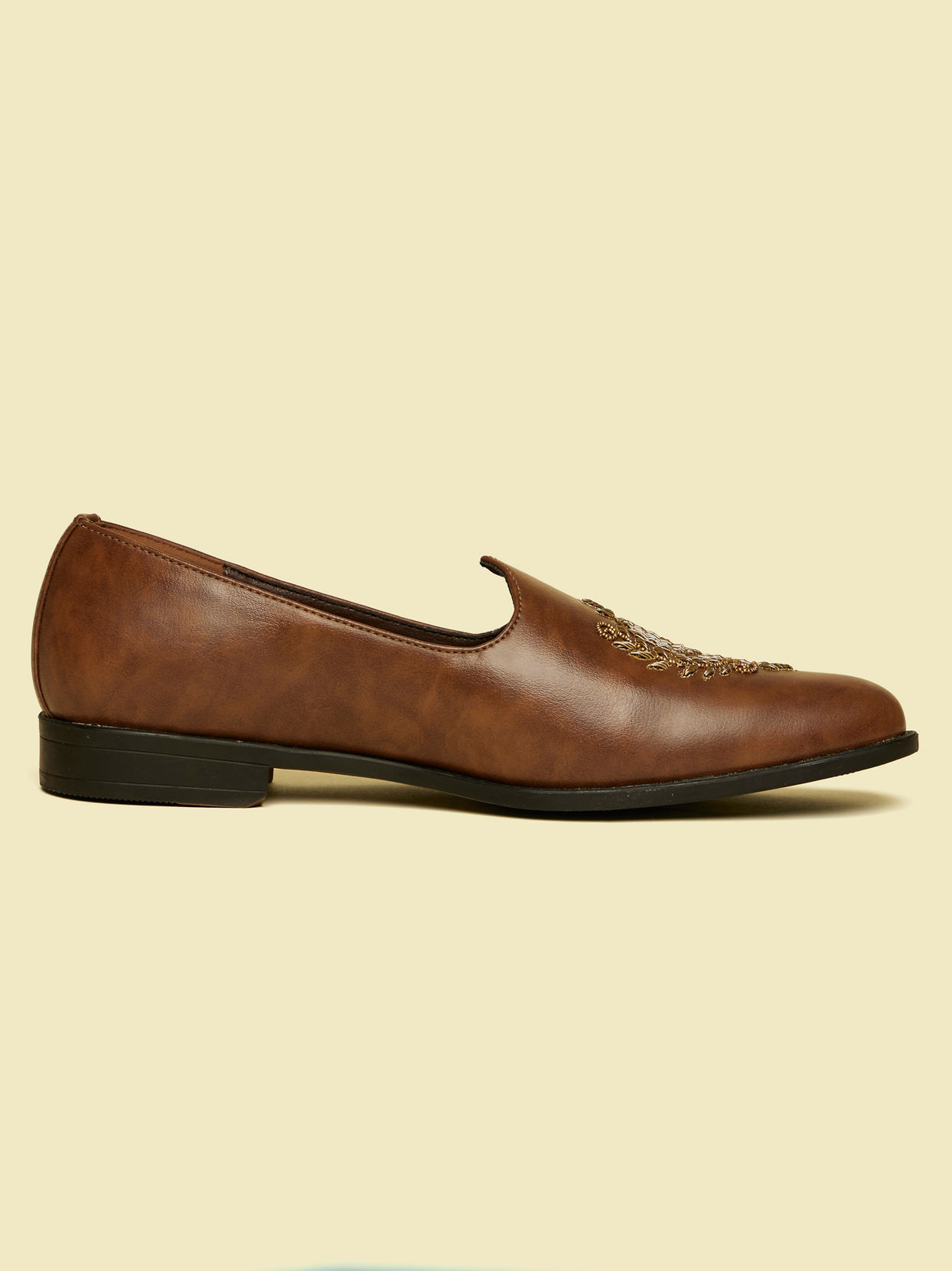 alt message - Manyavar Men Brown Loafers Style Shoes image number 3