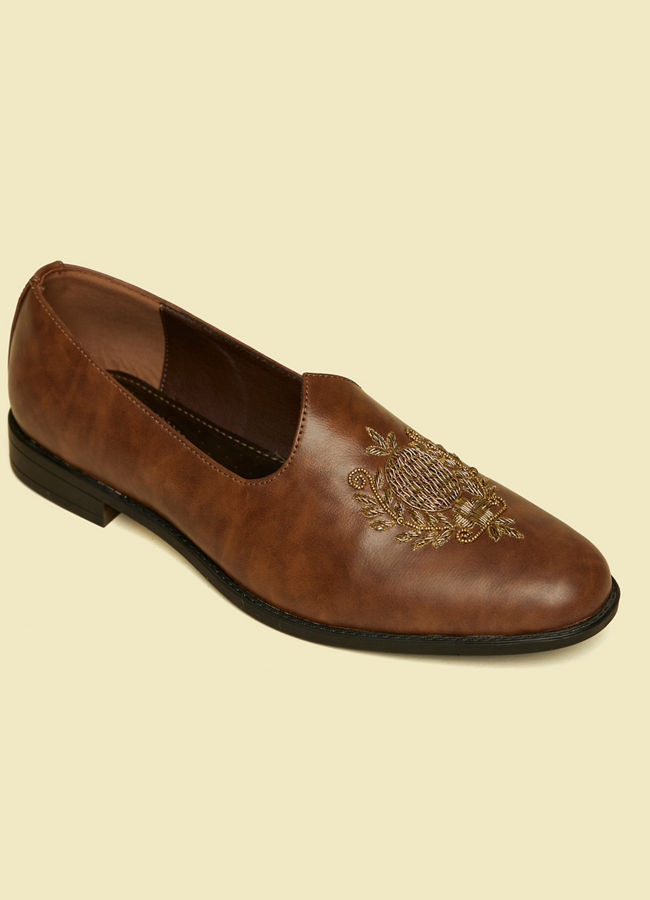 alt message - Manyavar Men Brown Loafers Style Shoes image number 2