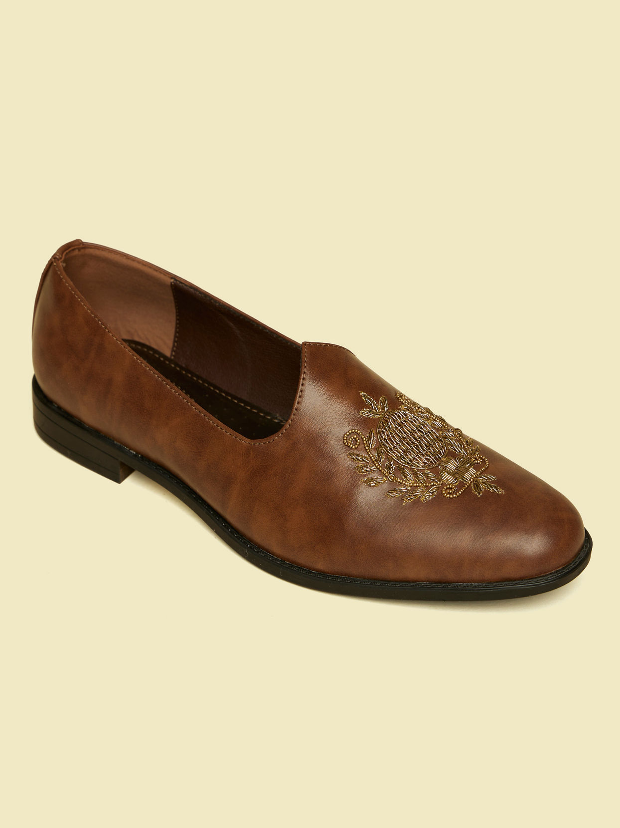 alt message - Manyavar Men Brown Loafers Style Shoes image number 2