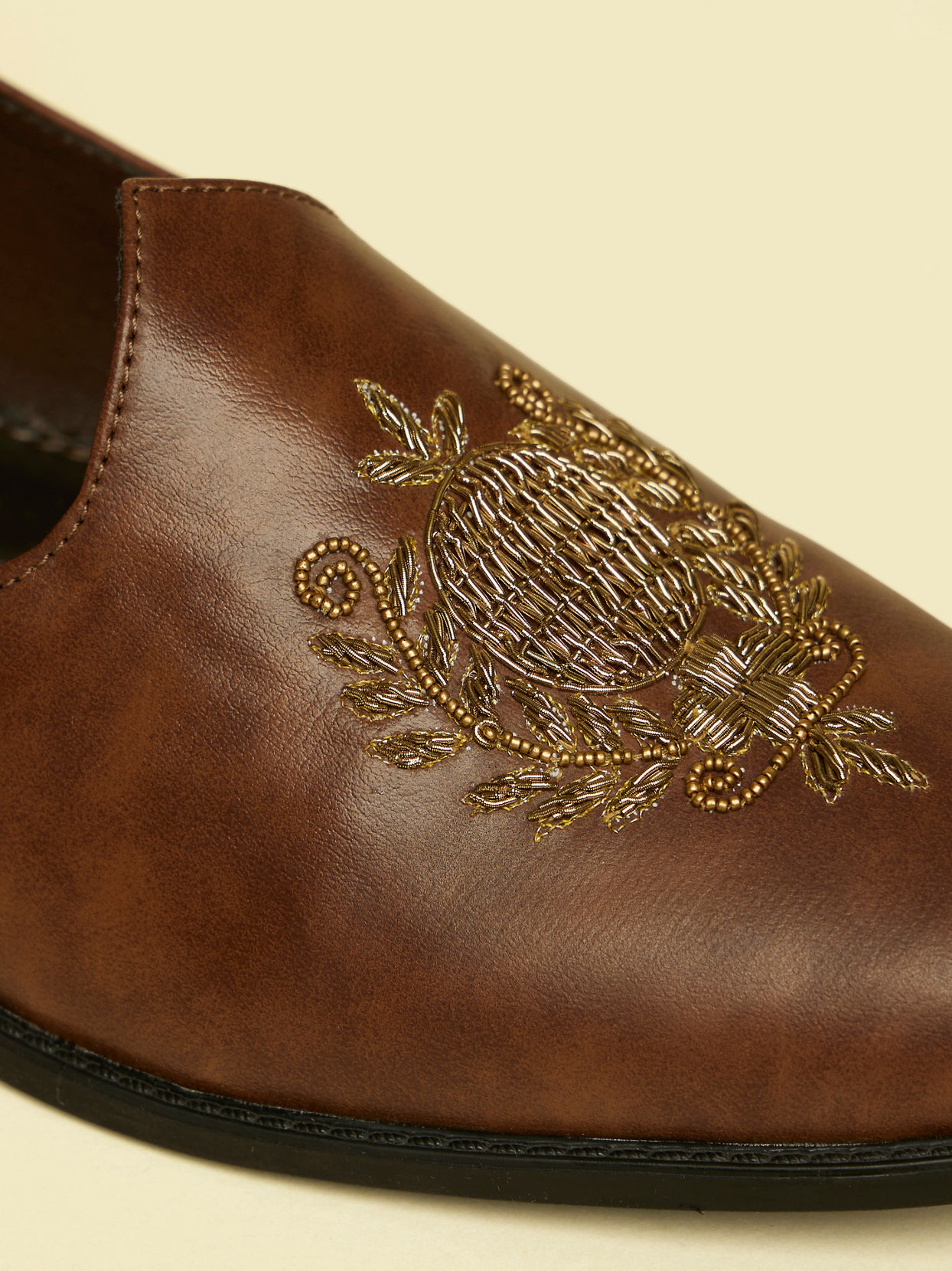 alt message - Manyavar Men Brown Loafers Style Shoes image number 1