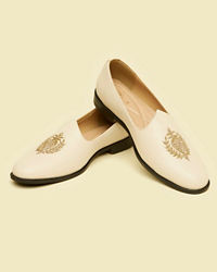 Manyavar Men Cream Loafers Style Shoes