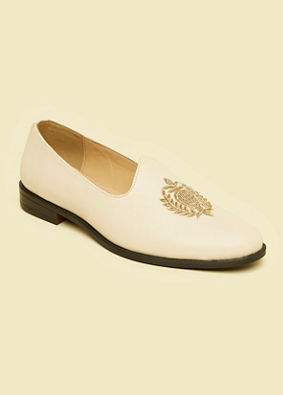 Manyavar Men Cream Loafers Style Shoes image number 2