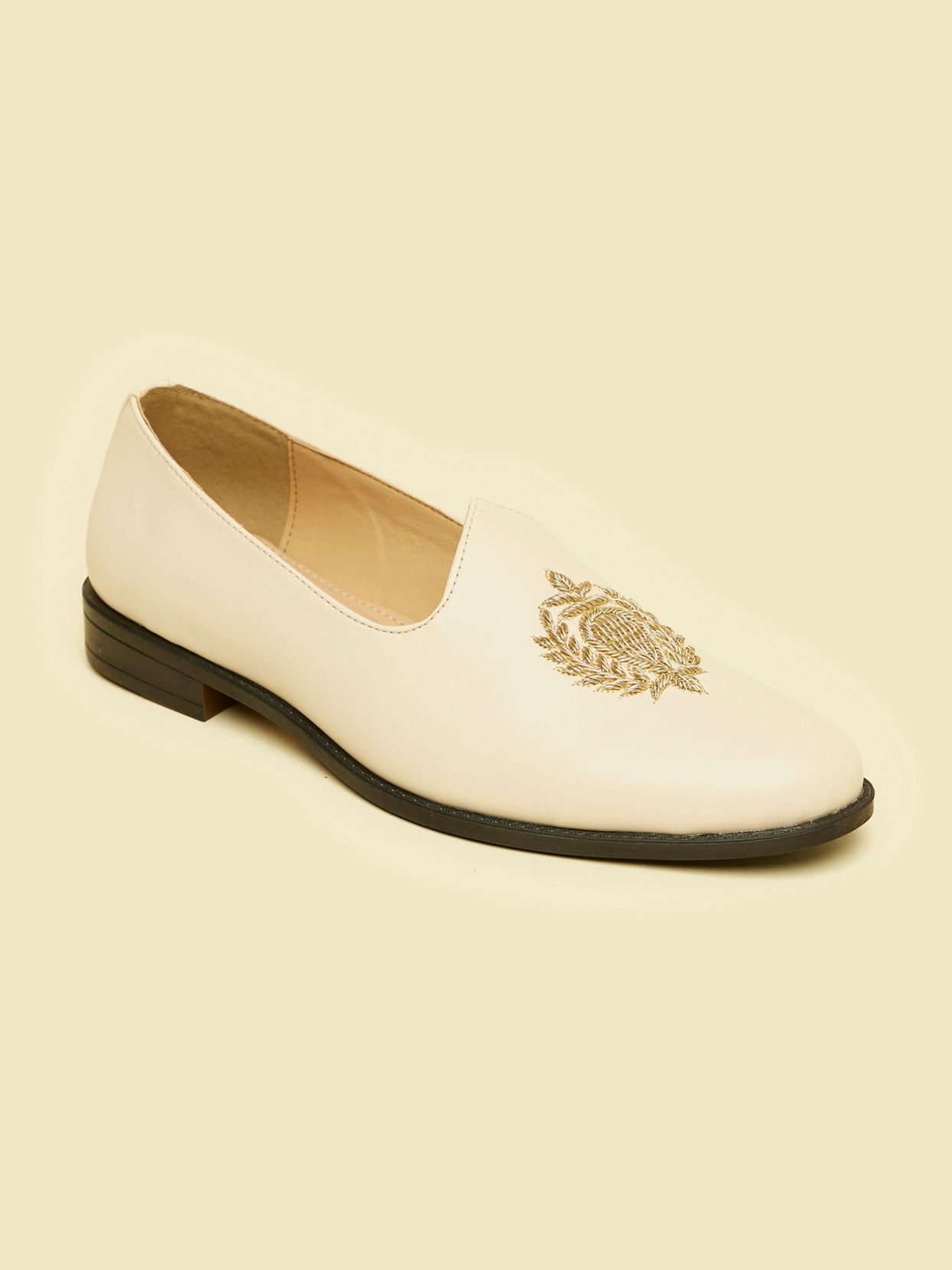 Manyavar Men Cream Loafers Style Shoes