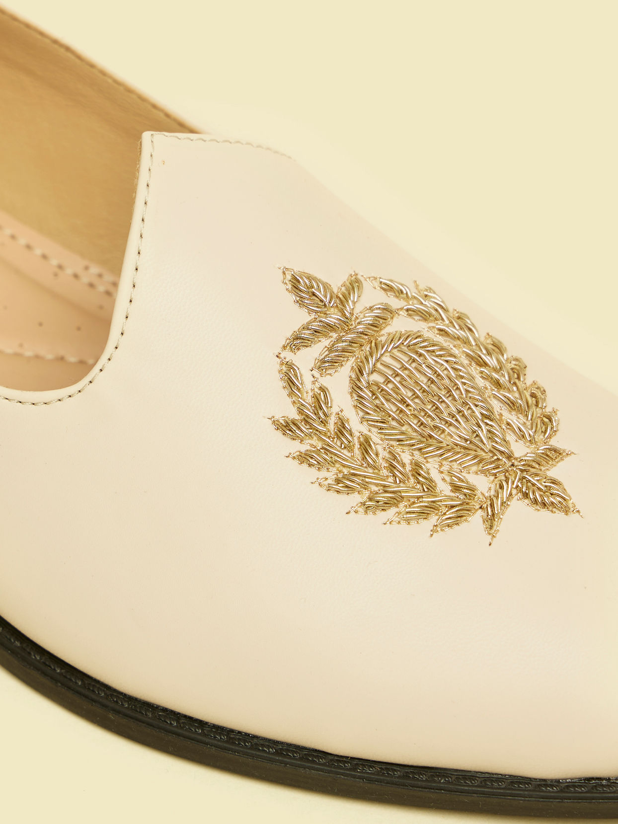 alt message - Manyavar Men Cream Loafers Style Shoes image number 1