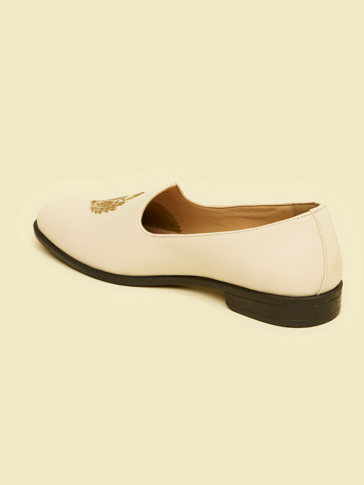 alt message - Manyavar Men Cream Loafers Style Shoes image number 5