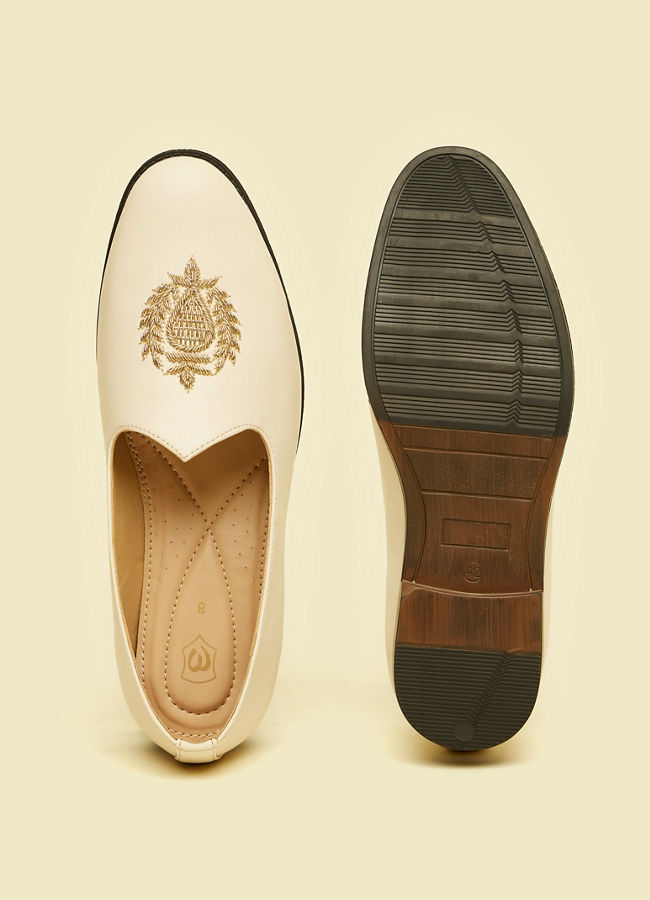 alt message - Manyavar Men Cream Loafers Style Shoes image number 4