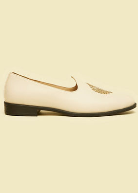 Manyavar Men Cream Loafers Style Shoes image number 3