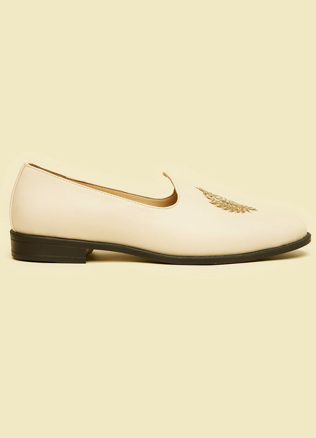 Manyavar Men Cream Loafers Style Shoes