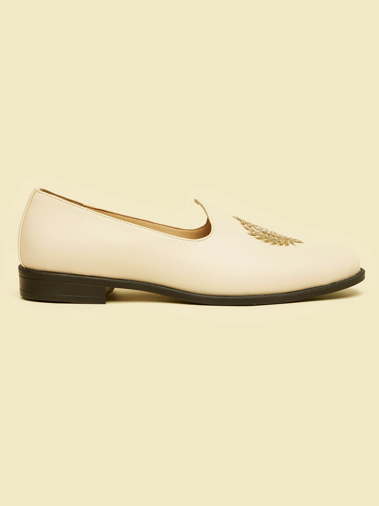 Manyavar Men Cream Loafers Style Shoes