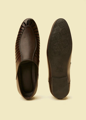 alt message - Manyavar Men Dark Brown Loafers Style Shoes image number 4